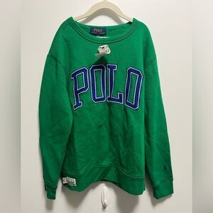 NWT Polo Ralph Lauren Fleece Crewneck Sweatshirt Kelly Green Kids Size 10-12